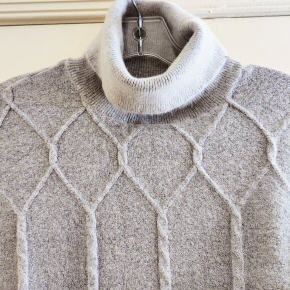 Grey Knit Long Sweater Turtleneck One Size Fits All Washable Winter - Picture 5 of 15